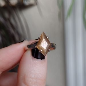 Sterling Silver Diamond Sunstone Ring